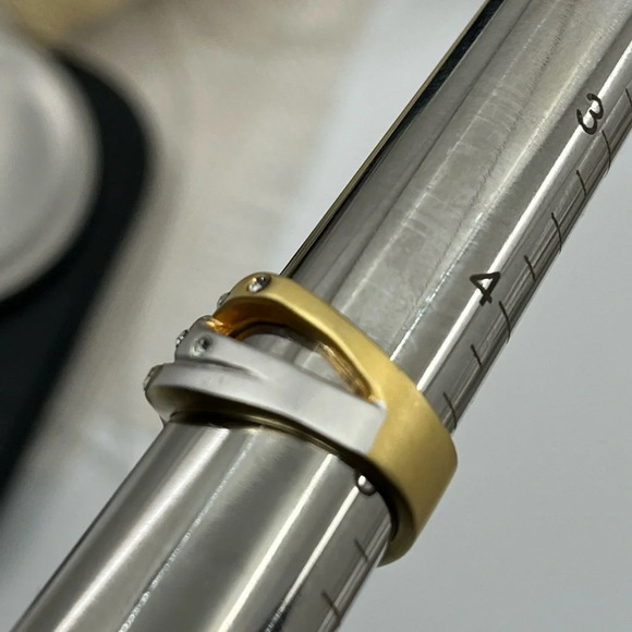 Two-Tone Gold & Silver Crystal Statement Ring, Size 5 - Picture 10 of 12